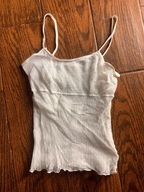 GAP White Textured Dot Spaghetti Strap Camisole